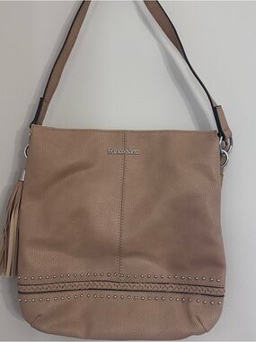 Franco Sarto Beige/Tan Shoulder Bag with Tassel